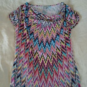 Tahari Kaleidoscope Cowl Neck Top
